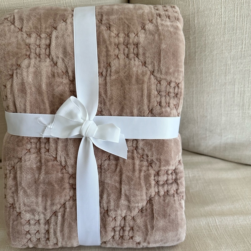 Pottery barn velvet lattice handcrafted euro sham color is blush